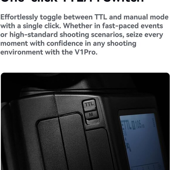 NEW Godox V1S Flash Round Head 2.4G TTL Camera Flash - Picture 9 of 10